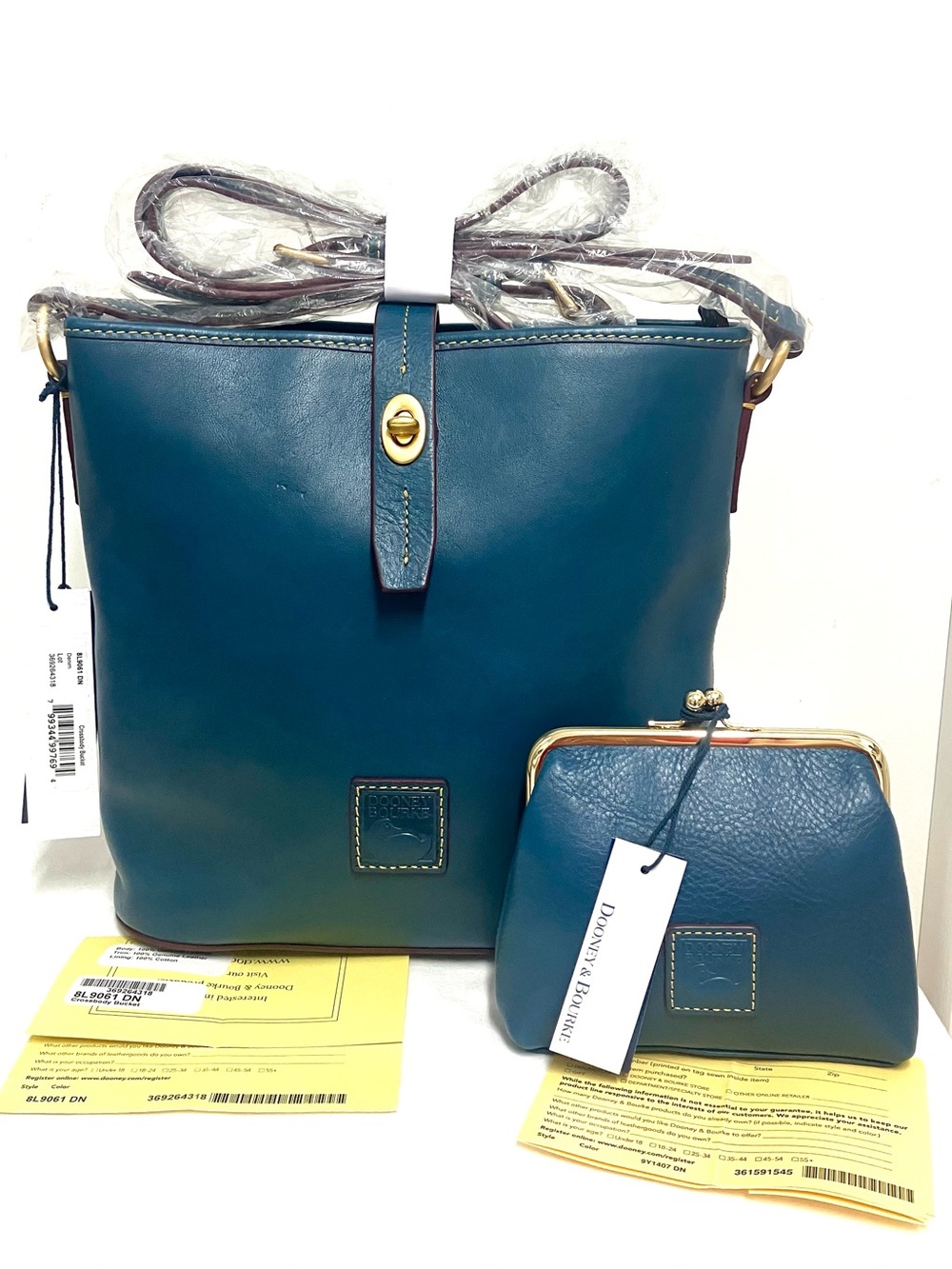 Dooney & Bourke Florentine Denim Crossbody/Shoulder Bag & Matching Kisslock SET